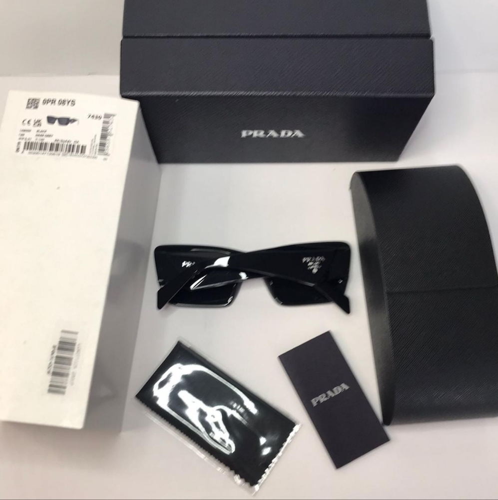💯- Authentic New Prada PR-08YS 1AB5S0 Sunglasses Women's Black Dark Grey Bu… - Picture 7 of 14
